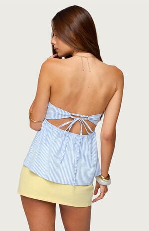 Maddie Strapless Striped Babydoll Top image number 3