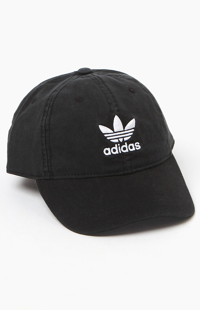 adidas Washed Black Strapback Dad Hat at PacSun.com