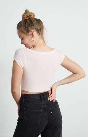 Samantha Cropped Waffle Knit T-Shirt image number 3