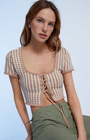 Lace Up Crochet Sweater image number 2