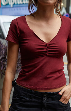 Burgundy Gina Cinched Top image number 3