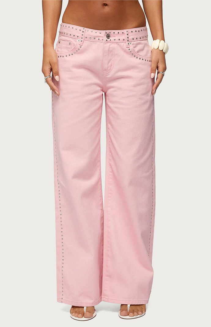 Edikted Quincy Studded Low Rise Baggy Jeans