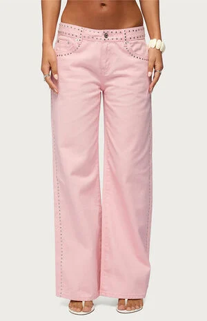 Quincy Studded Low Rise Baggy Jeans image number 1