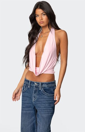 Deep Cowl Neck Open Back Top image number 4