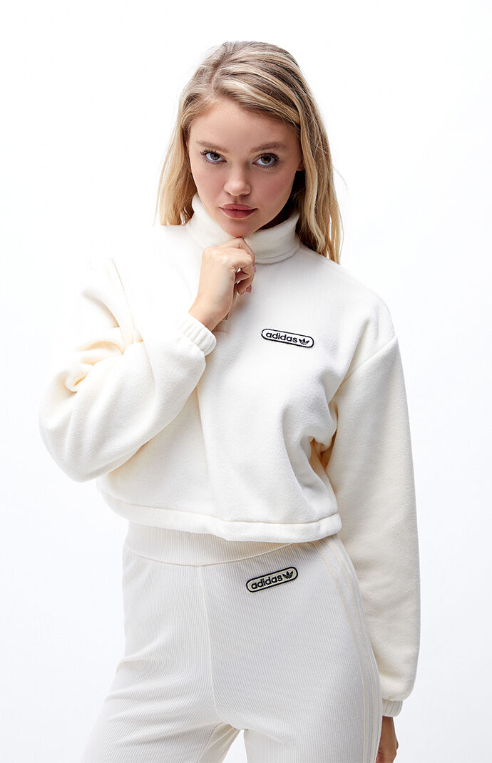 Adidas originals ryv taping cropped sweatshirt in white hot sale