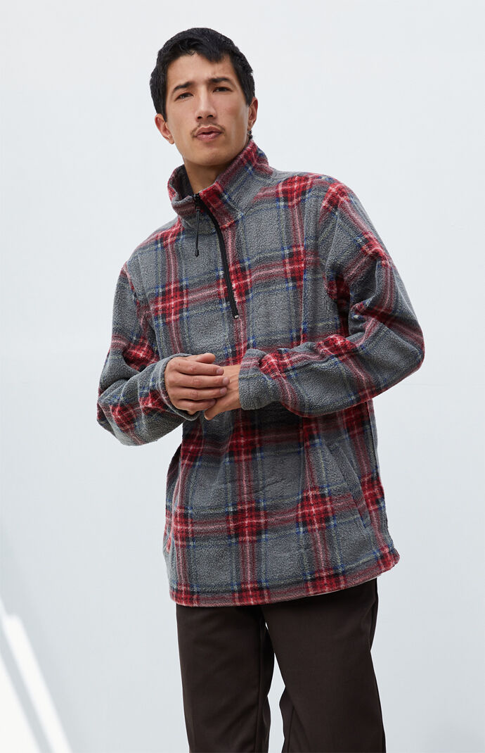 flannel half zip pullover