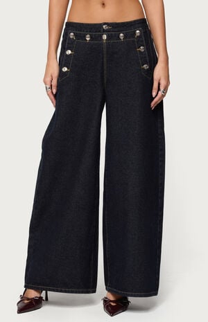 Frida Buttoned Low Rise Baggy Jeans image number 1