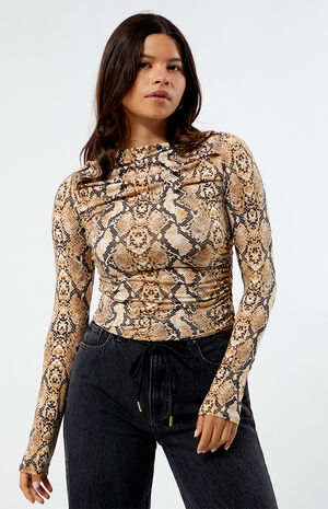 Cowl Neck Snake Long Sleeve Top image number 2