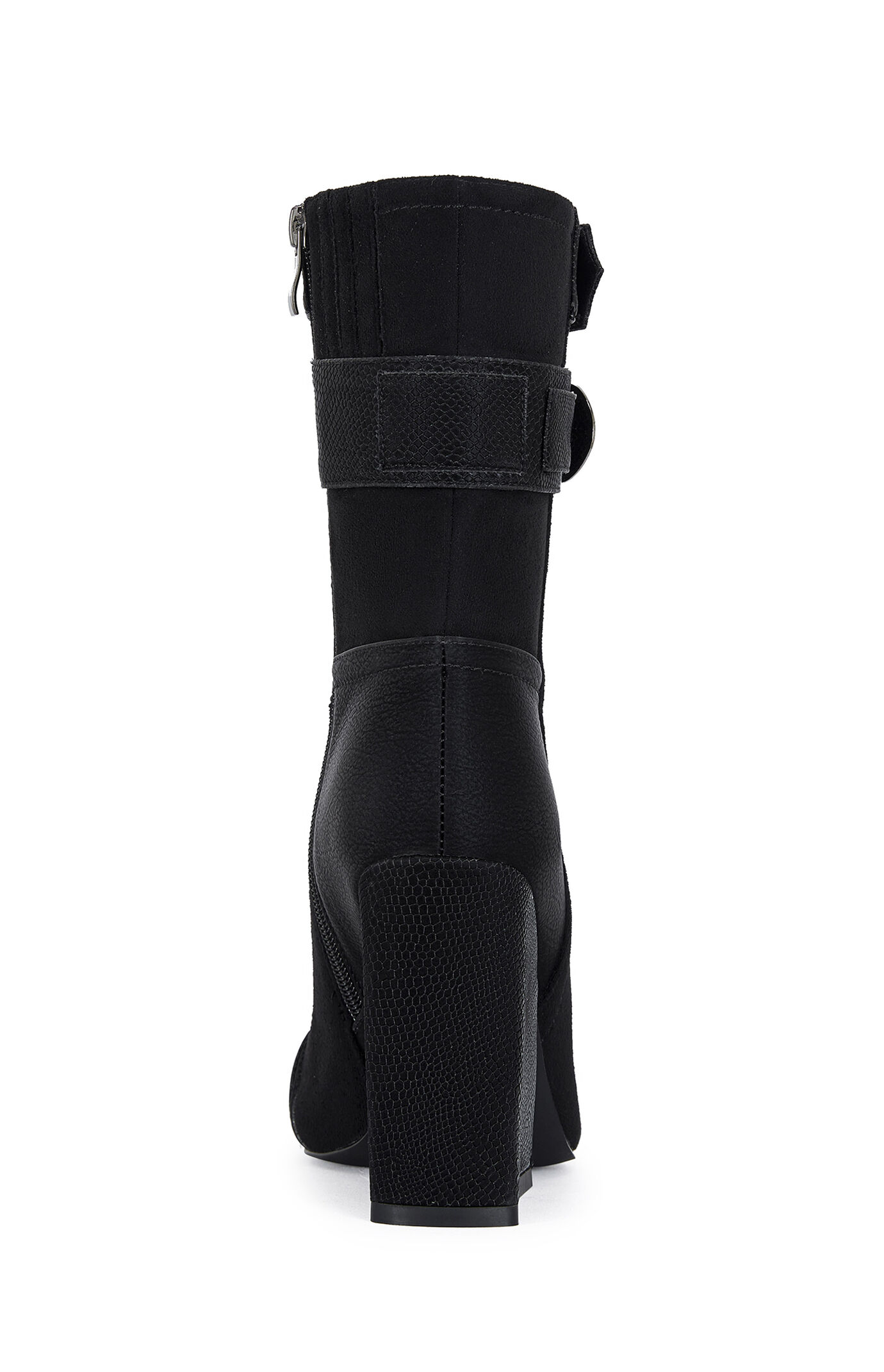 AZALEA WANG Women's Black Allona Faux Suede Heeled Booties