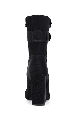 Women's Black Allona Faux Suede Heeled Booties image number 3