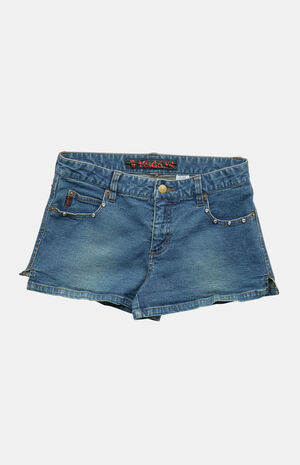 2000s Dark Wash Y2K Mudd Low Rise Micro Jean Shorts image number 1