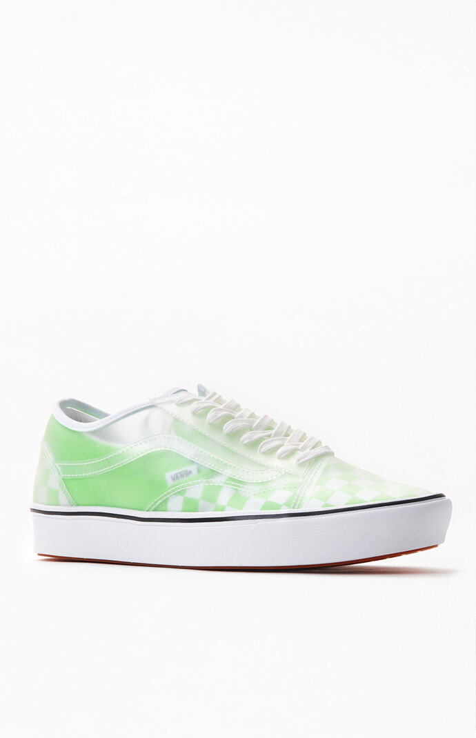 neon green checkered vans