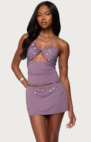 Luana Studded Cut Out Halter Top image number 1