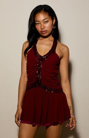Emily Sequin Halter Mini Dress image number 2