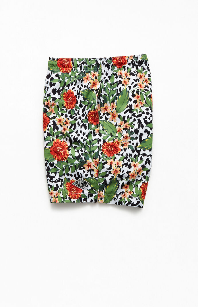 Cheetah Floral 17" Swim Trunks