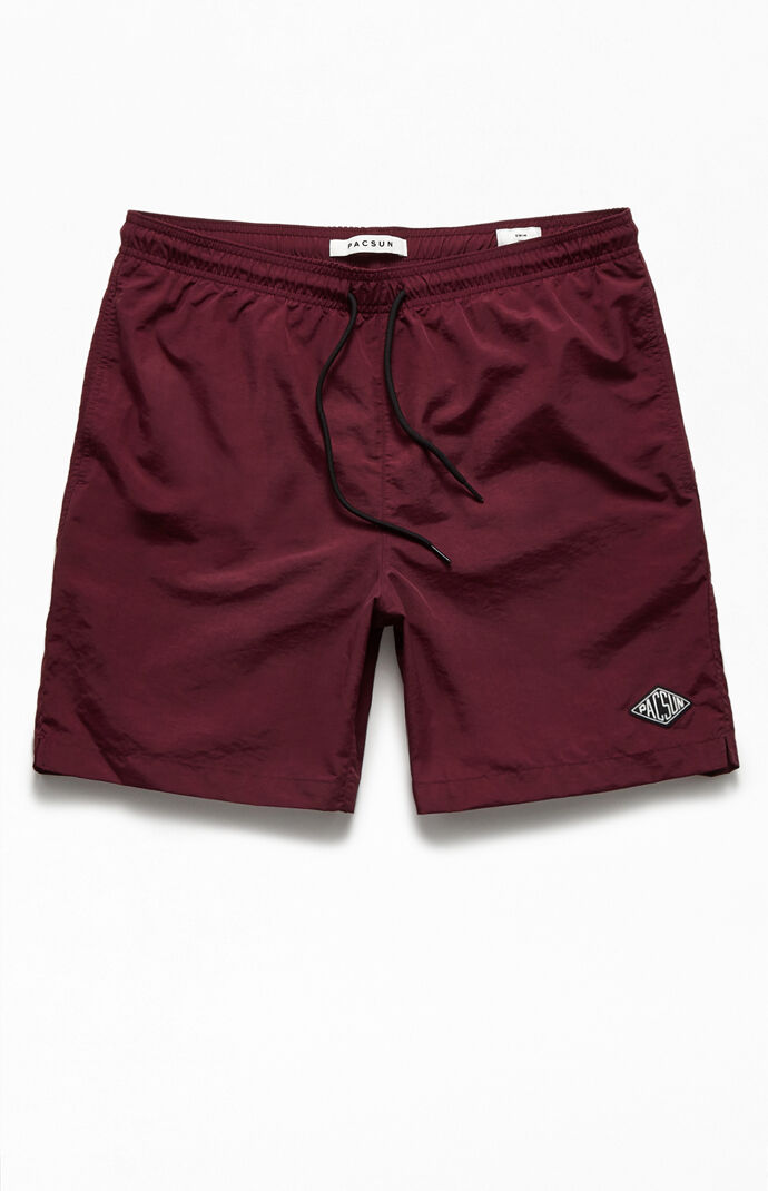 maroon swim trunks
