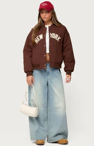 Big Apple Oversized Bomber Jacket image number 5