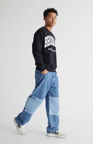 Eco Medium Wash Cargo Baggy Jeans image number 4