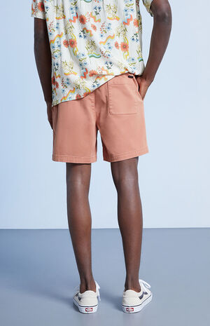 Peach Twill Volley Shorts image number 4