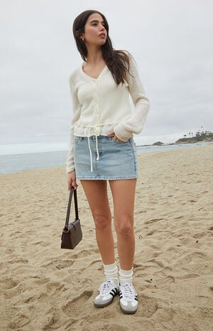 John Galt Light Indigo Malia Denim Mini Skirt | PacSun