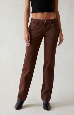 Eco Brown Low Rise Straight Leg Jeans image number 2