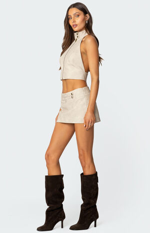 Karly Faux Leather Open Back Top image number 4