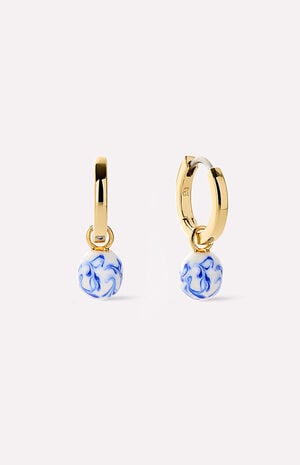 Lainey Marble Blue Gold Drop Earrings image number 1