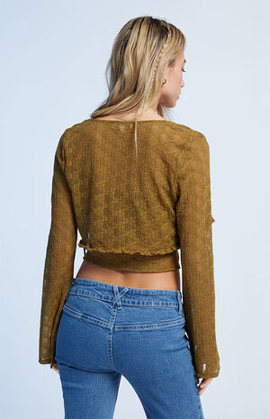 Lace Trim Tie Front Cami Top image number 3