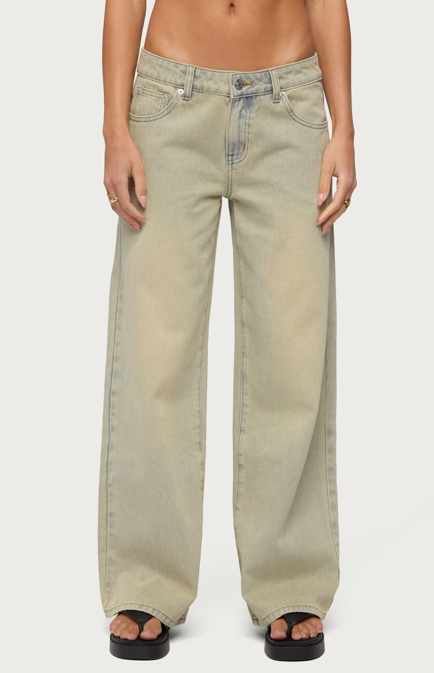 Edikted Raelynn Washed Low Rise Baggy Jeans