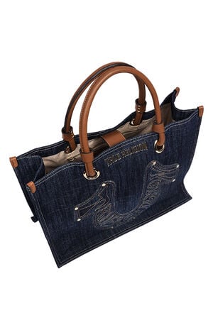 Andi Horseshoe Applique Denim Tote Bag image number 6