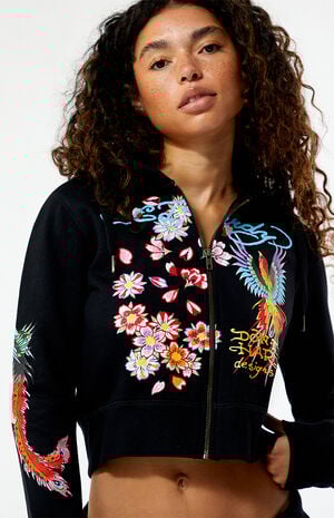 Phoenix Y2K Full Zip Cropped Hoodie image number 2