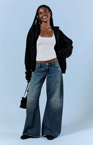 Ronnie Ultimate Low Rise Barrel Jeans Ripped Medium Blue image number 1