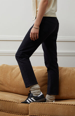 Stretch Black Straight Leg Jeans image number 4