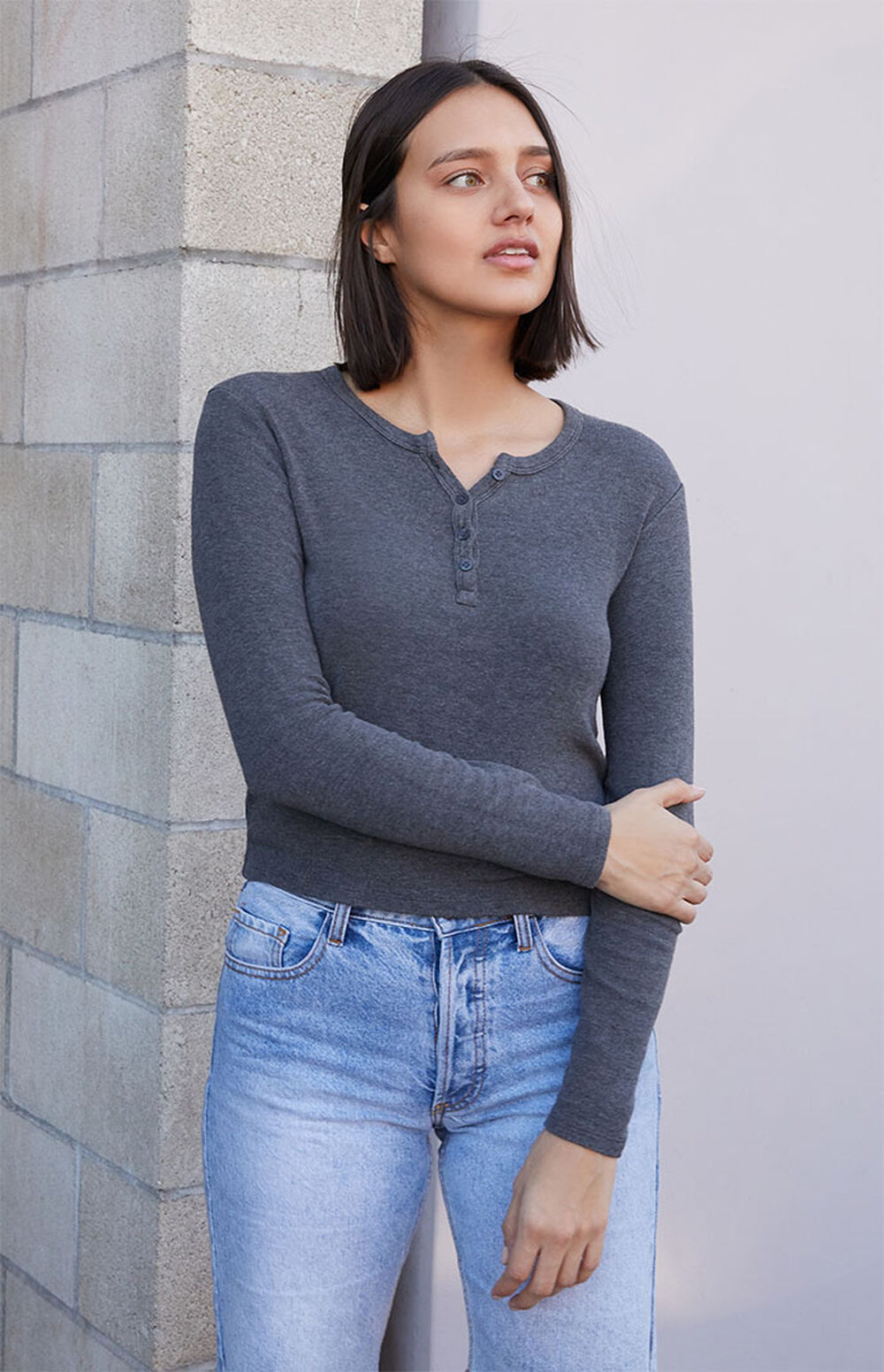 John Galt Gray Callan Thermal Long Sleeve Top | Pacsun