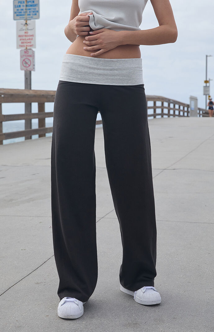 John Galt Black & Light Gray Priscilla Flare Pants