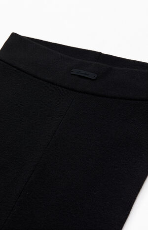 Women's Vintage Black Ribbed Knit Leggings image number 2