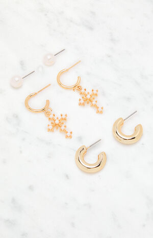 3 Pack Monica Pearl Earrings image number 2
