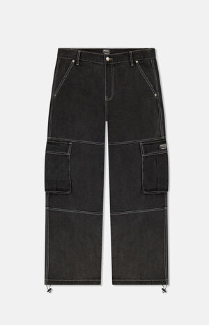 Black Cargo Baggy Jeans image number 1
