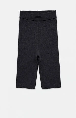 Women's Vintage Black Ribbed Knit Biker Shorts image number 1