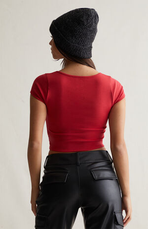 Fleur Cinched Short Sleeve Crop Top image number 4