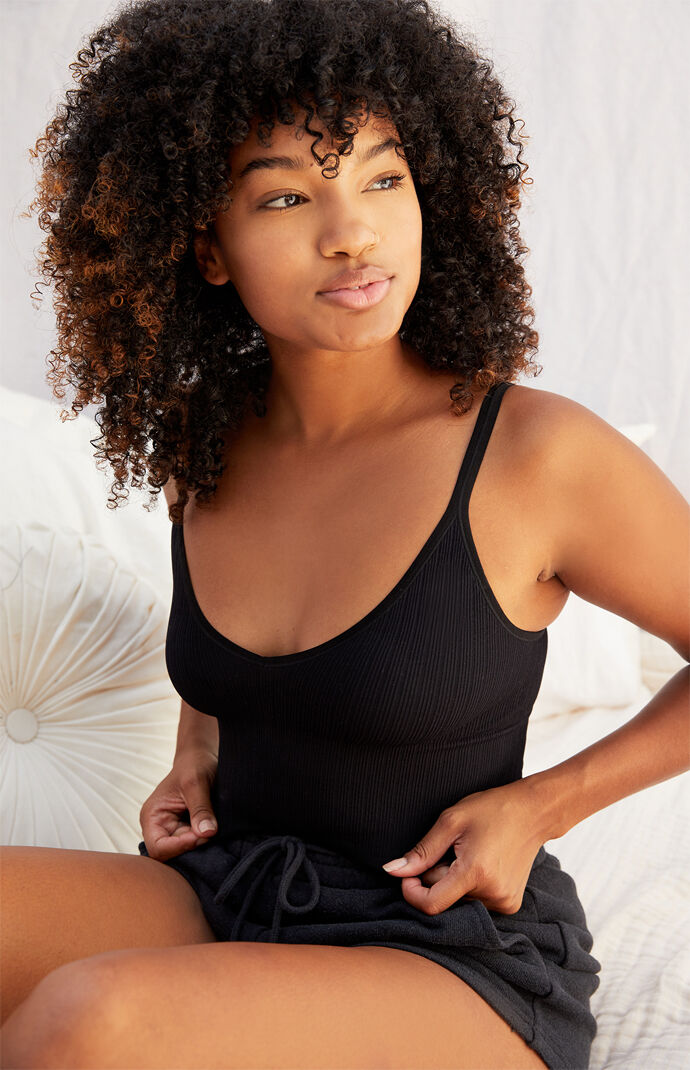 Seamless Ribbed V-Neck Longline Bralette