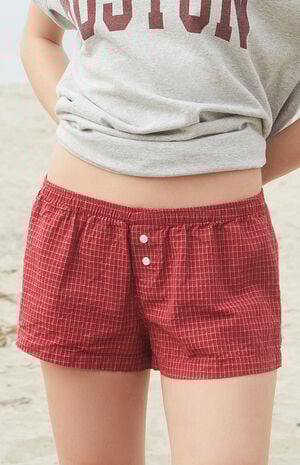 Red Plaid Keira Boxer Shorts image number 1
