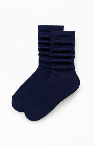 Navy Slouchy Crew Socks image number 1