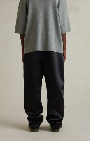 Jet Black Bonded Satin Relaxed Track Pants image number 5