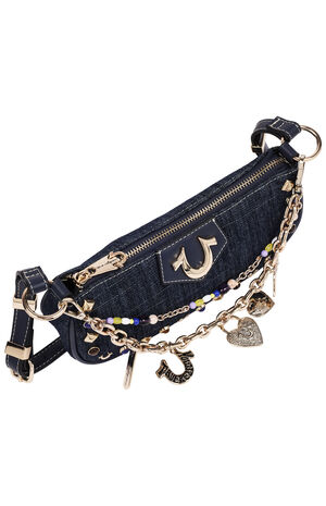 Chain & Studs Dark Denim Shoulder Bag image number 5