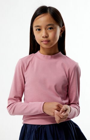 Mauve Long Sleeve Mock Neck Shirt