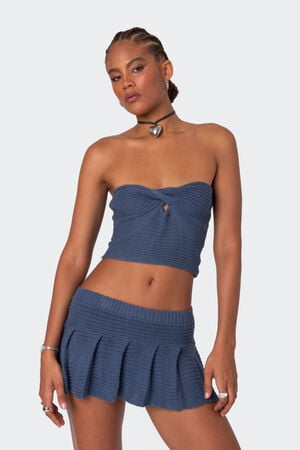 Kiera Twist Front Knit Tube Top image number 1