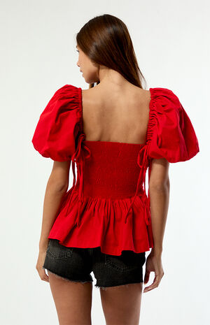 Cherry Jacinta Puff Sleeve Top image number 4