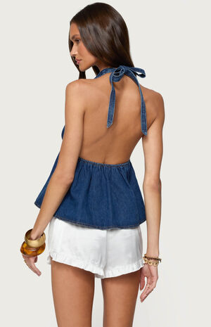 Safia Denim Halter Top image number 3