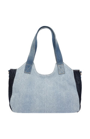 Color Block Denim Soft Satchel Bag image number 4